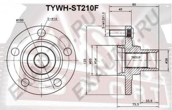 Подшипник ступицы колеса со ступицей (комплект) TYWH-ST210F ASVA