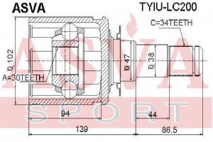 ШРУС TYIU-LC200 ASVA