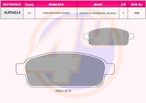 Колодки тормозные дисковые 4UP04014 4U