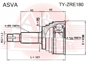 ШРУС TY-ZRE180 ASVA