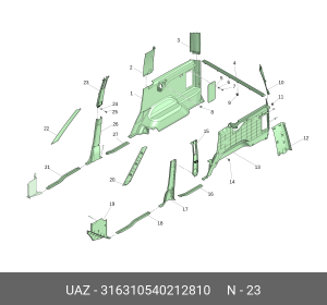 Облицовка стойки кузова 316310540212810 UAZ UAZ