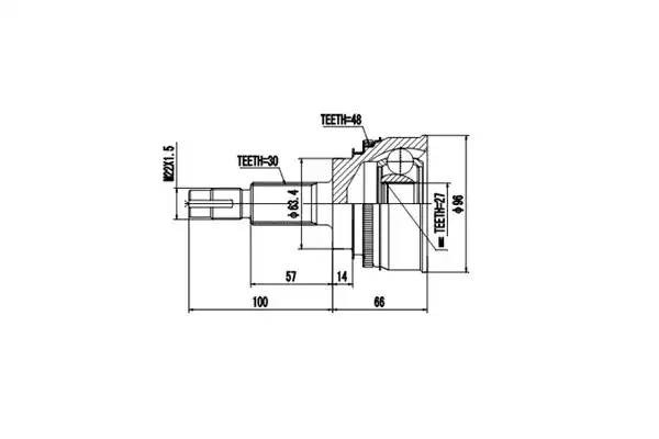 Вал привода колеса в сборе с ШРУСами AW1510033A AYWI PARTS
